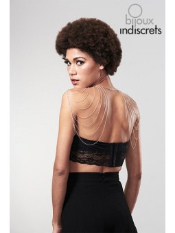 Bijoux d'épaules et de dos en chainettes métalliques argentées