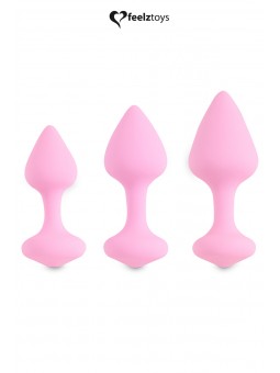 Coffret 3 plugs anal Bibi - rose