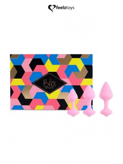 Coffret 3 plugs anal Bibi - rose